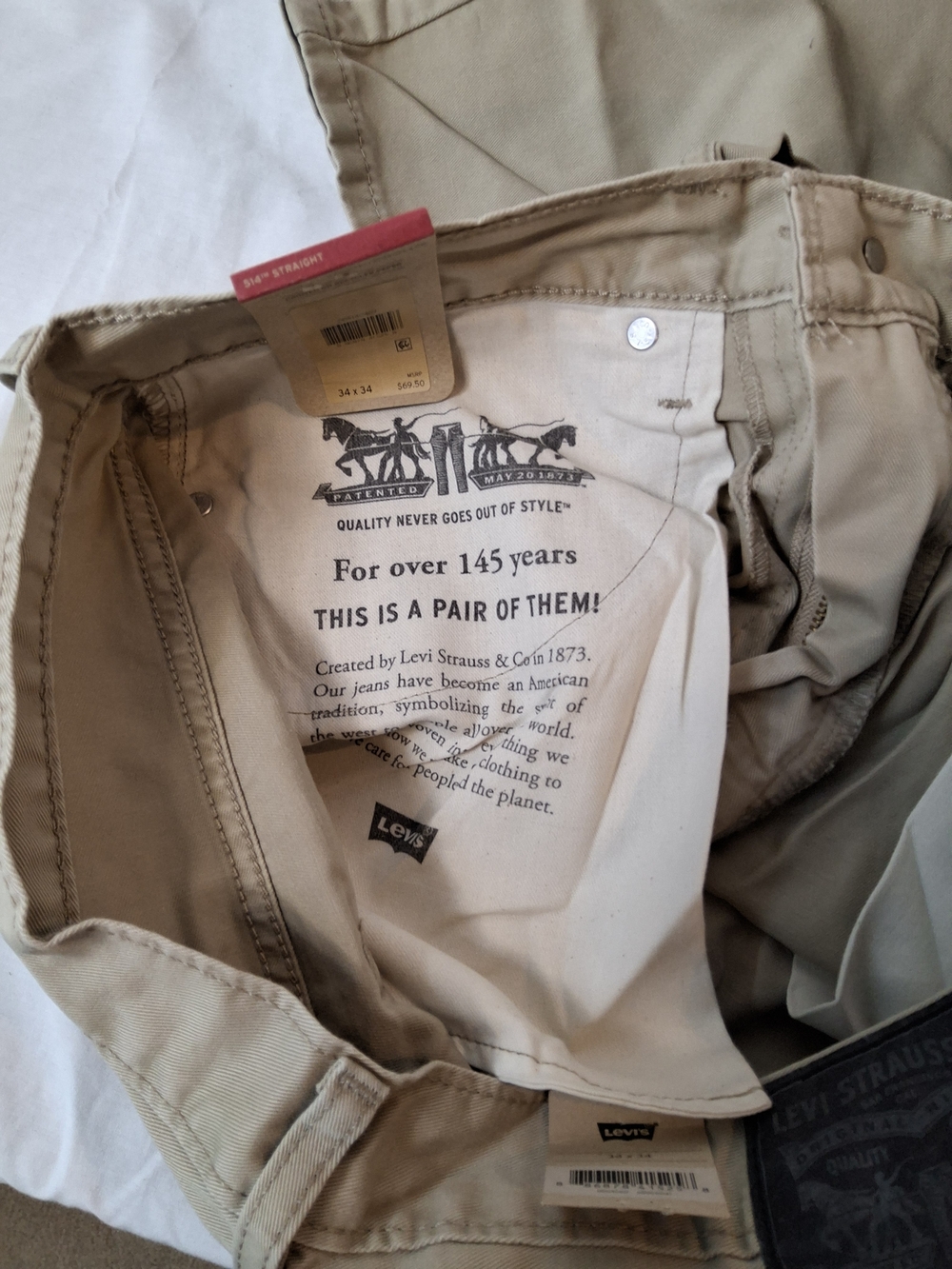 Levi's Men's Straight Jeans in‎ Khaki - Picture 5 of 5